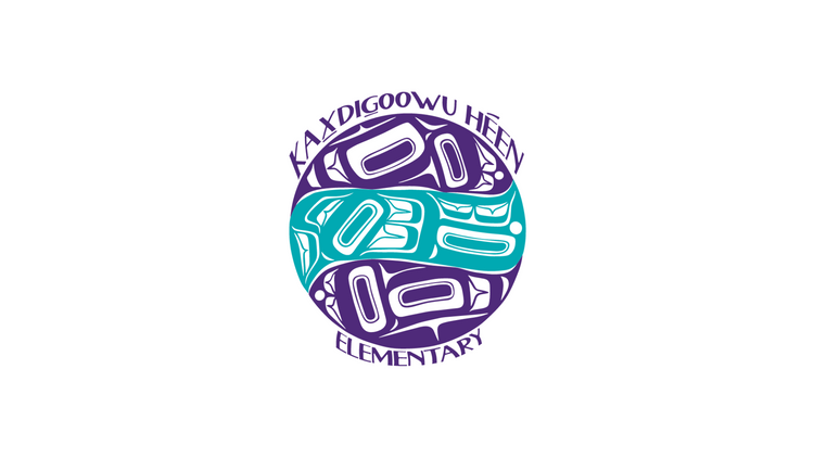 KHE school logo in dark purple, teal, and dark purple