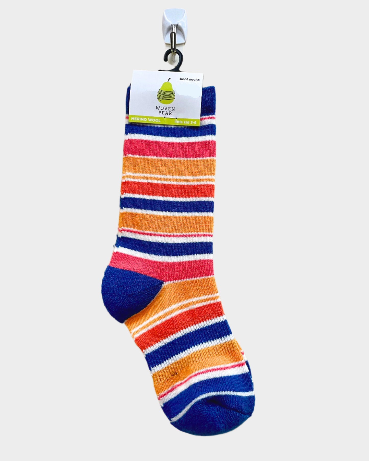 Oaki Big Kids Boot Crew Socks in Stripes or Orange, white and blue