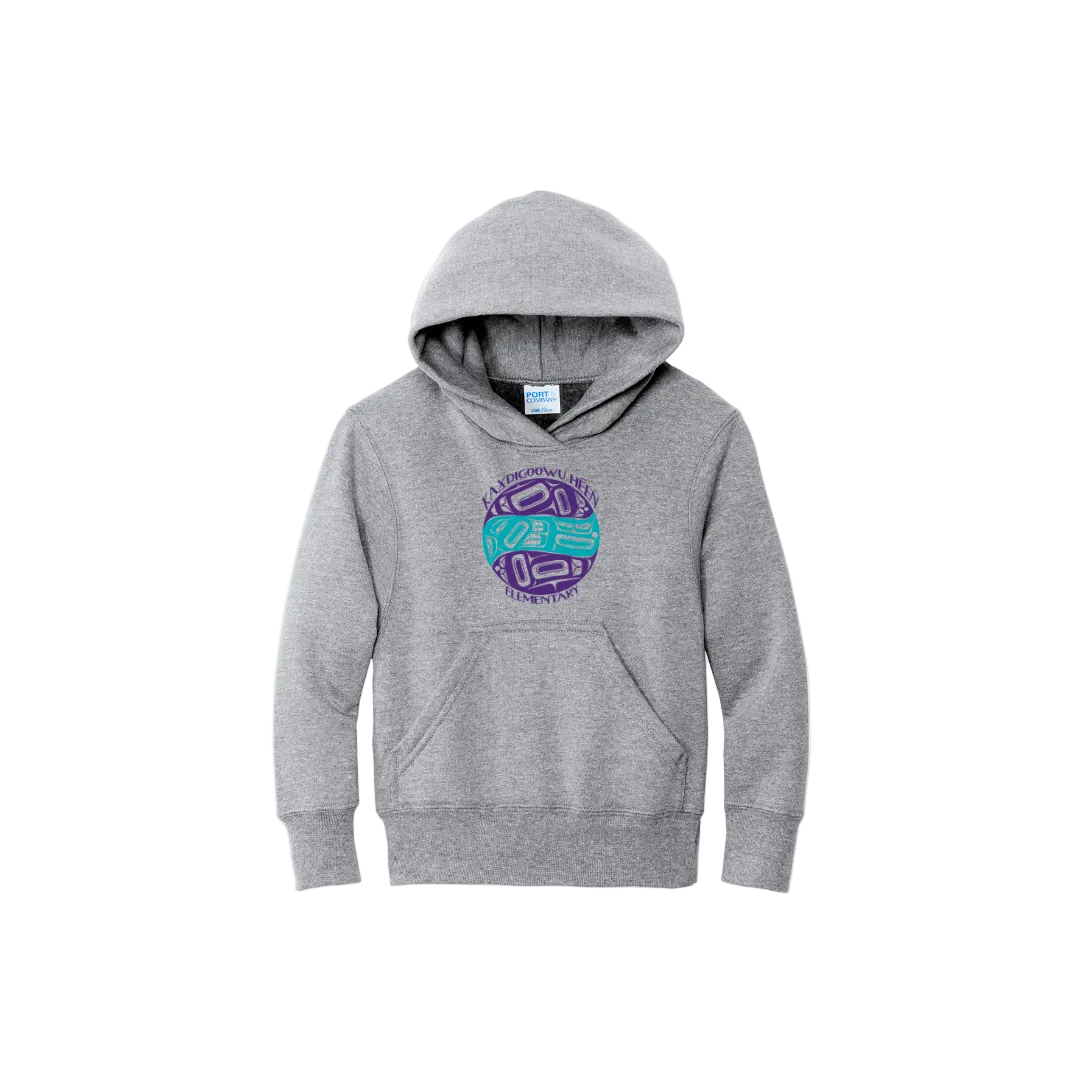 Black youth hoodie with KHE full front print