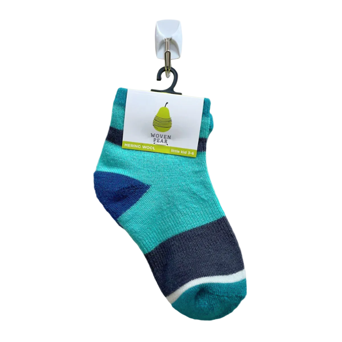 and pair of teal and gray socks