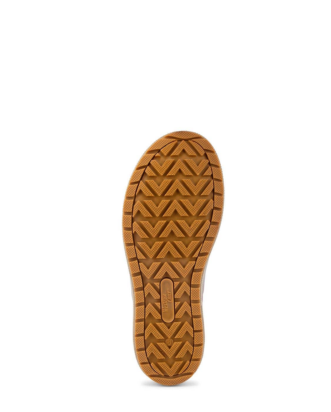 Brown shoe sole with tread pattern on a white background