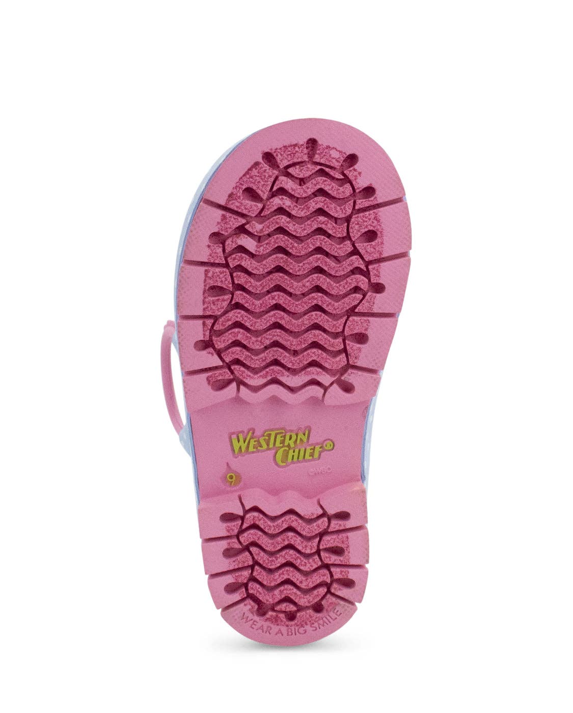 Pink sole with tread pattern on a white background