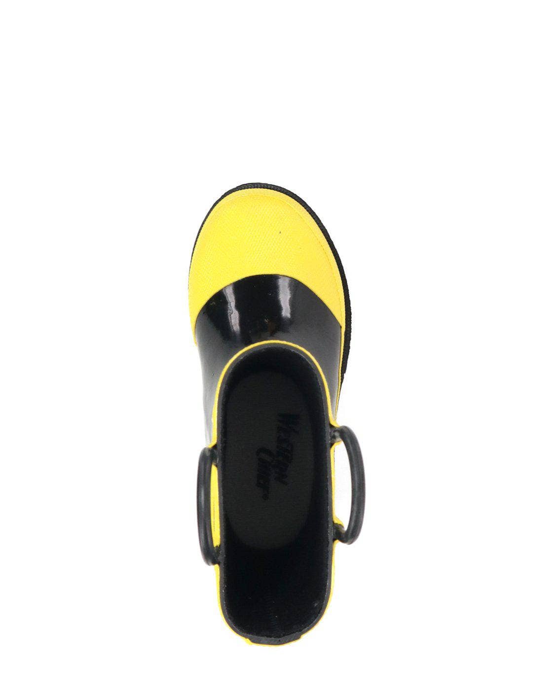 Yellow and black shoe on a white background