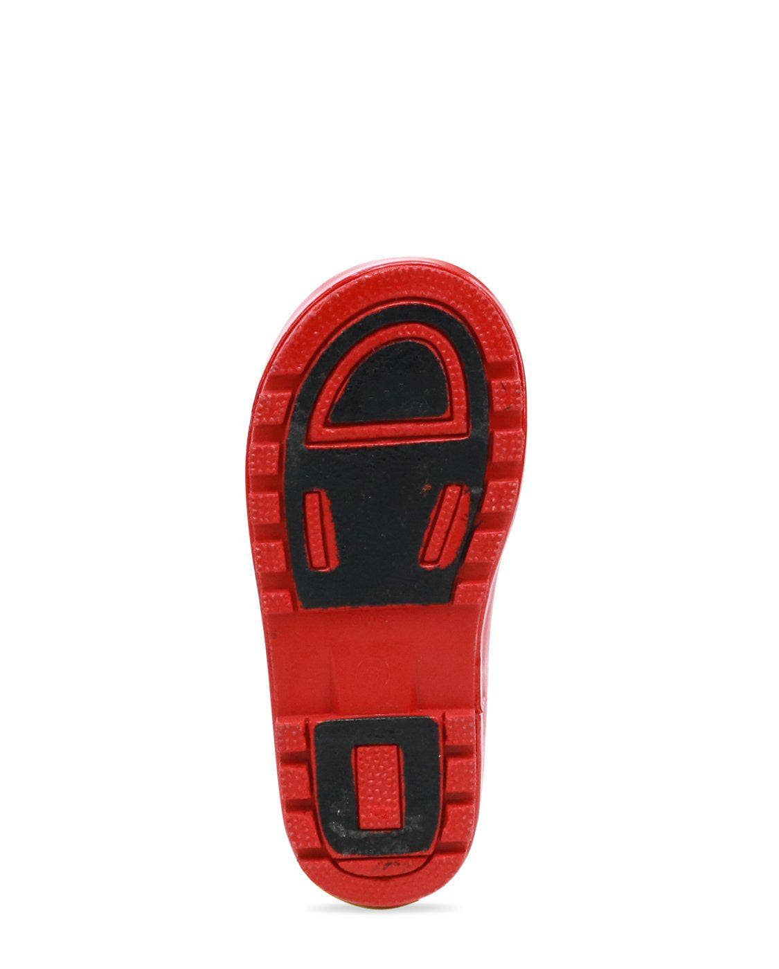 Red and black shoe sole on a white background