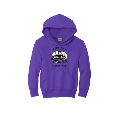 Purple hoodie with a logo and text on a white background