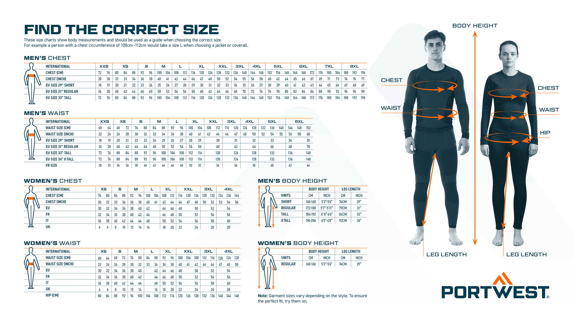 Size chart displaying two figures