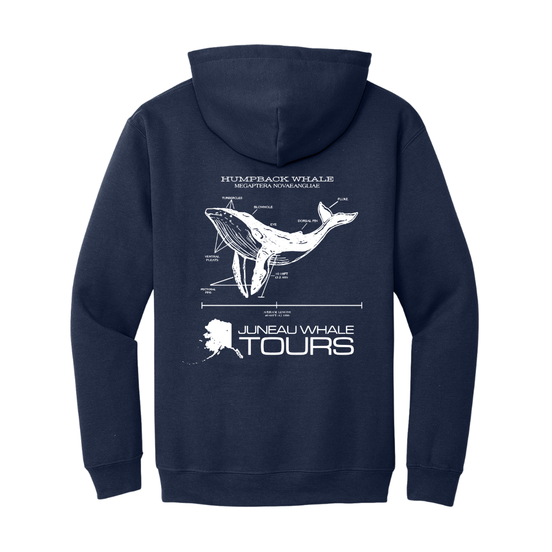 JWT Navy Pullover Hoodie with Front and Back Print