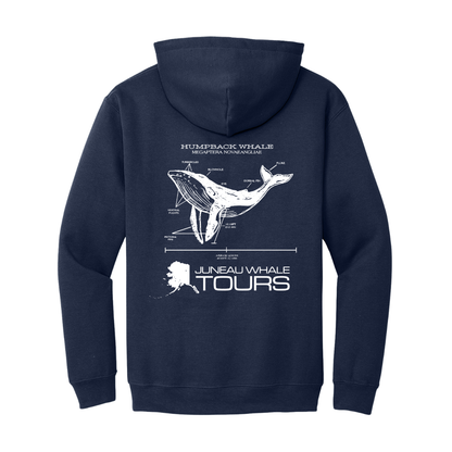 JWT Navy Pullover Hoodie with Front and Back Print