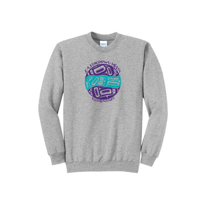 Grey adult crew neck sweatshirt with full chest KHE print