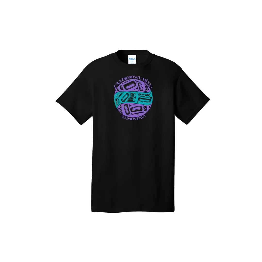 Black adult short sleeve t shirt with full chest KHE print
