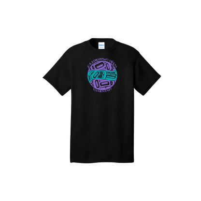 Black adult short sleeve t shirt with full chest KHE print