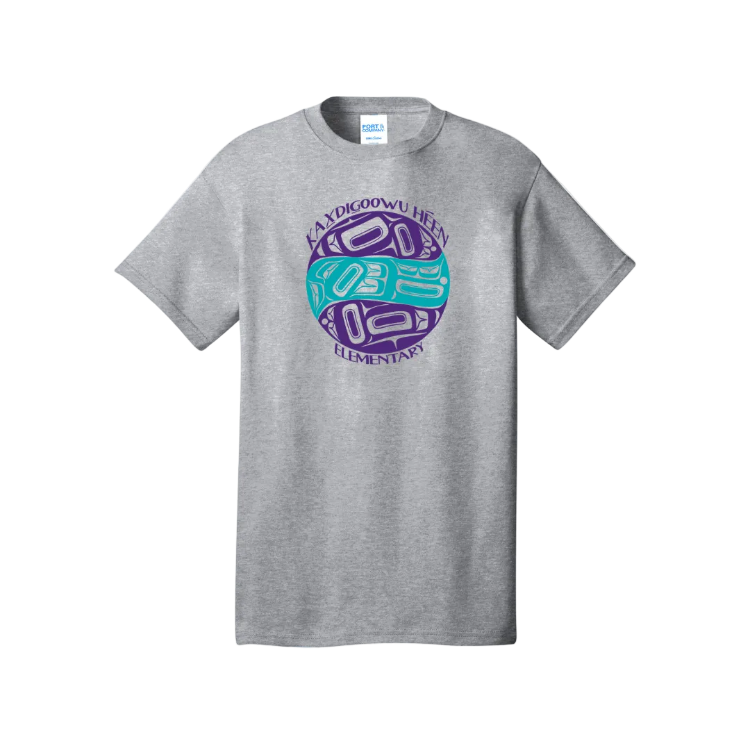 Grey adult short sleeve t shirt with full chest KHE print