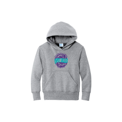 Black youth hoodie with KHE full front print