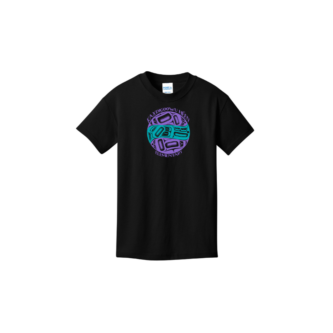 Black youth short sleeve t shirt with full chest KHE print