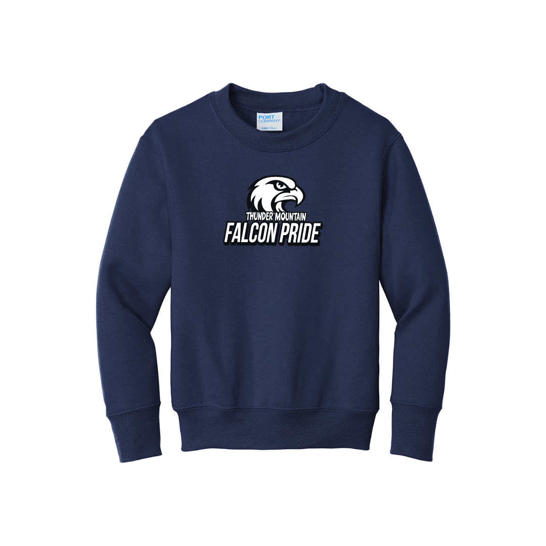 TMMS Crew Neck Sweater with Falcon Above Text Chest Print
