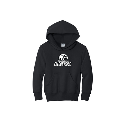 TMMS Pullover Hoodie with Falcon-Above-Text Chest Print