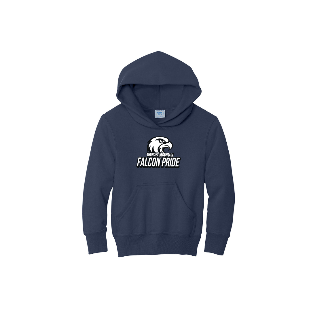 TMMS Pullover Hoodie with Falcon Above Text Chest Print