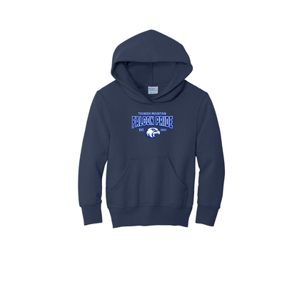 TMMS Pullover Hoodie with Text-Above-Falcon Chest Print