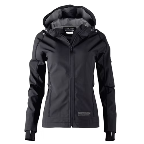 Black jacket with a hood on a white background