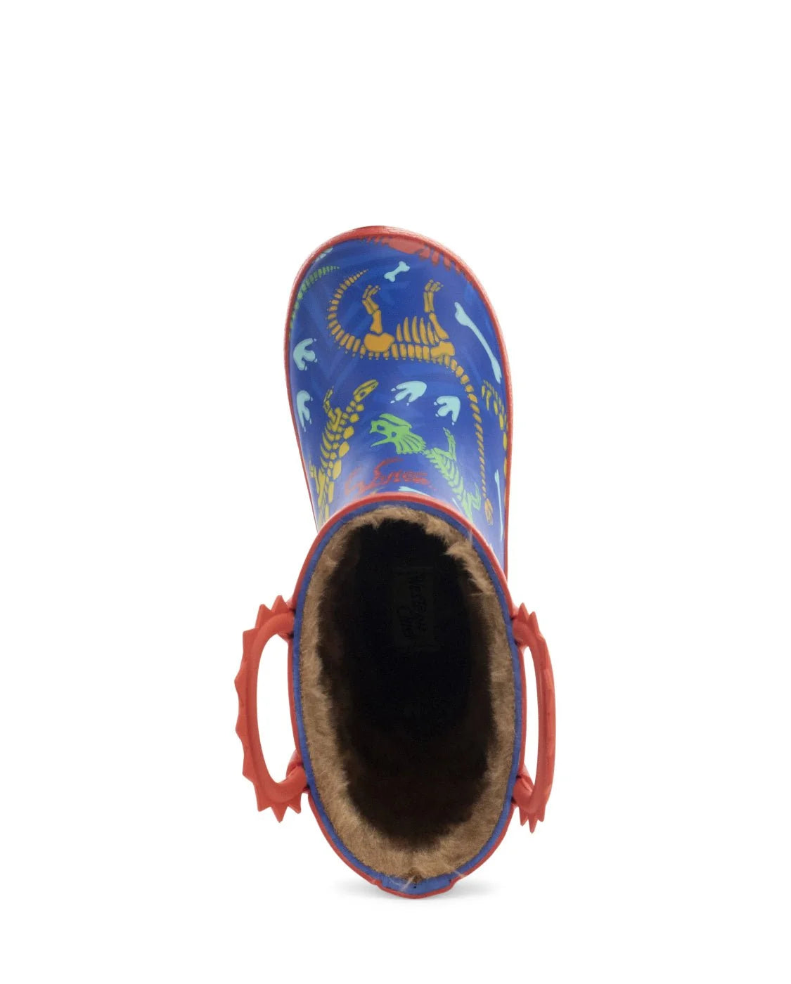 Kids Dino Fossils Faux Fur Rain Boot - Blue