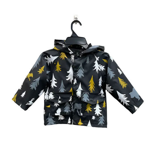 Kids lined rain jacket with buttons shown in wildlife tracker