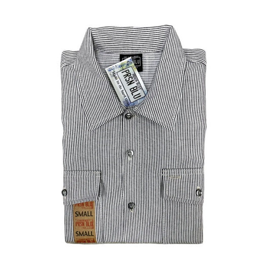 Hickory shirt long sleeve with full button up. chest pocket on each side