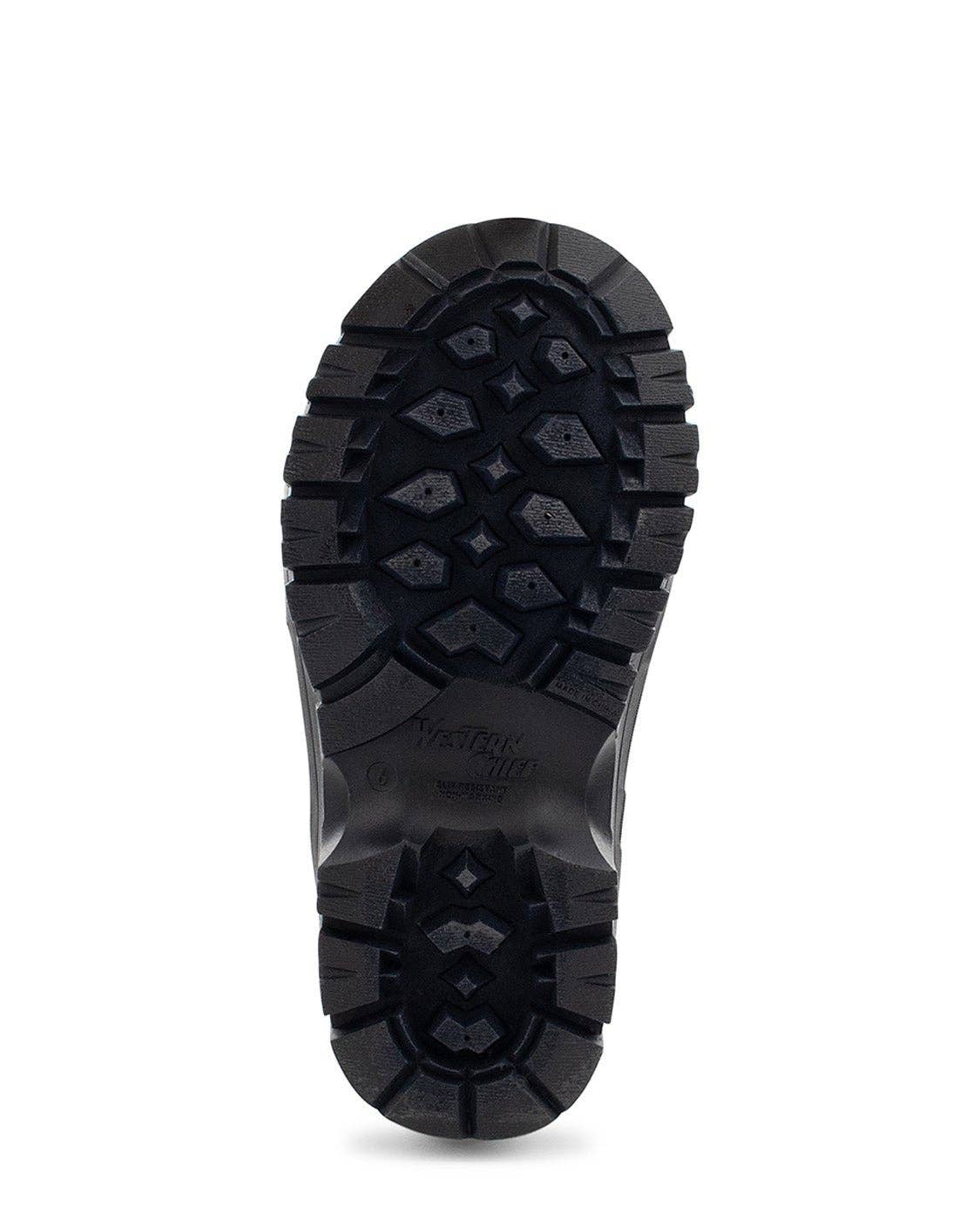 Black boot sole on a white background