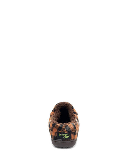 Plaid slipper with 'Western Chief' logo on a white background
