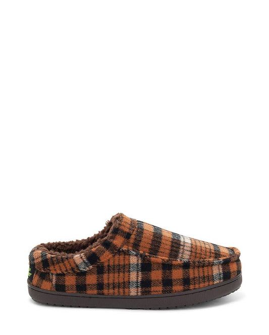 Plaid patterned slipper on a white background