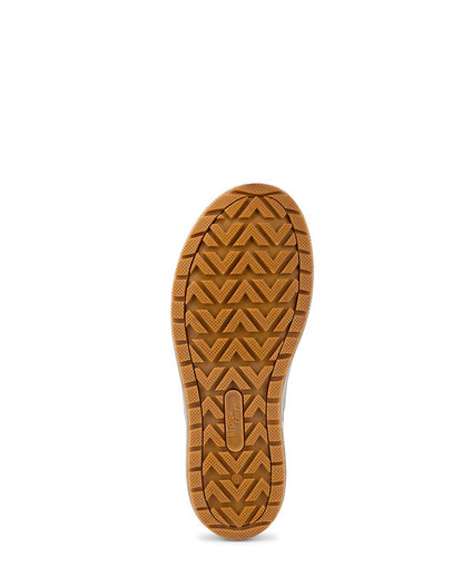 Brown shoe sole with tread pattern on a white background