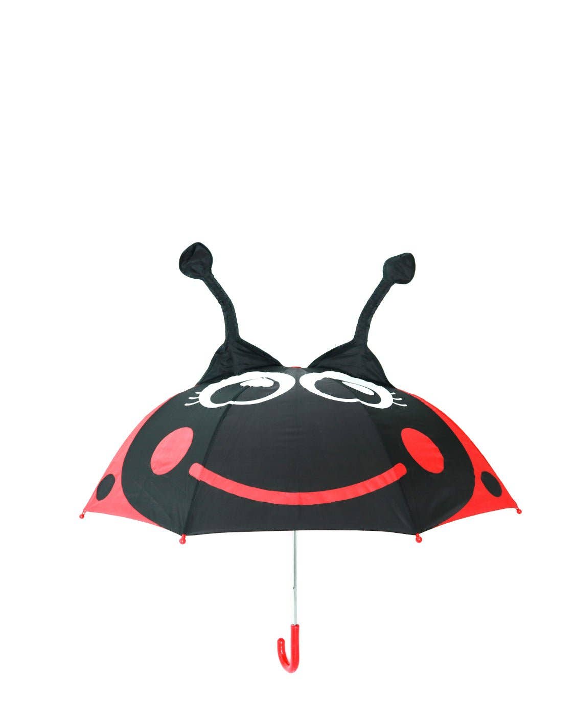 Children's umbrella shaped like a ladybug on a white background