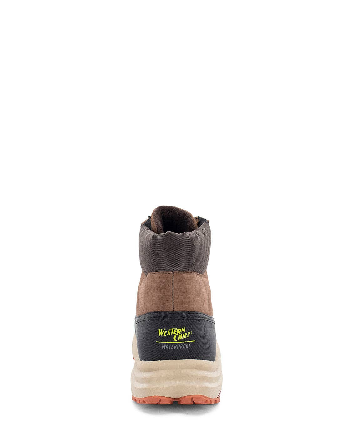 Brown and gray boot with visible brand logo on a white background