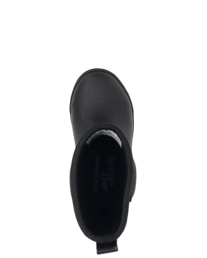 Black rubber boot on a white background