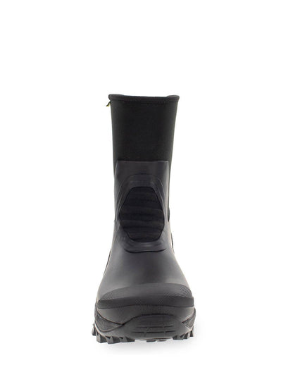 Black rubber boot on a white background