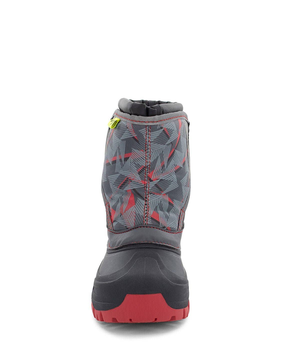 Gray and red snow boot on a white background