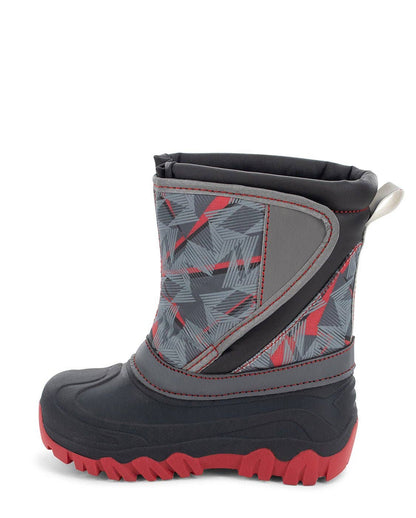 Gray and red snow boot on a white background