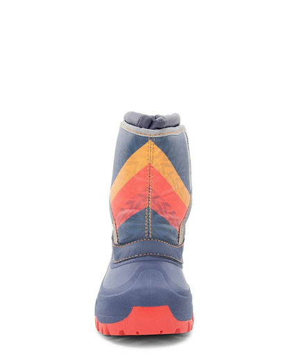 Children's boot with colorful pattern on a white background
