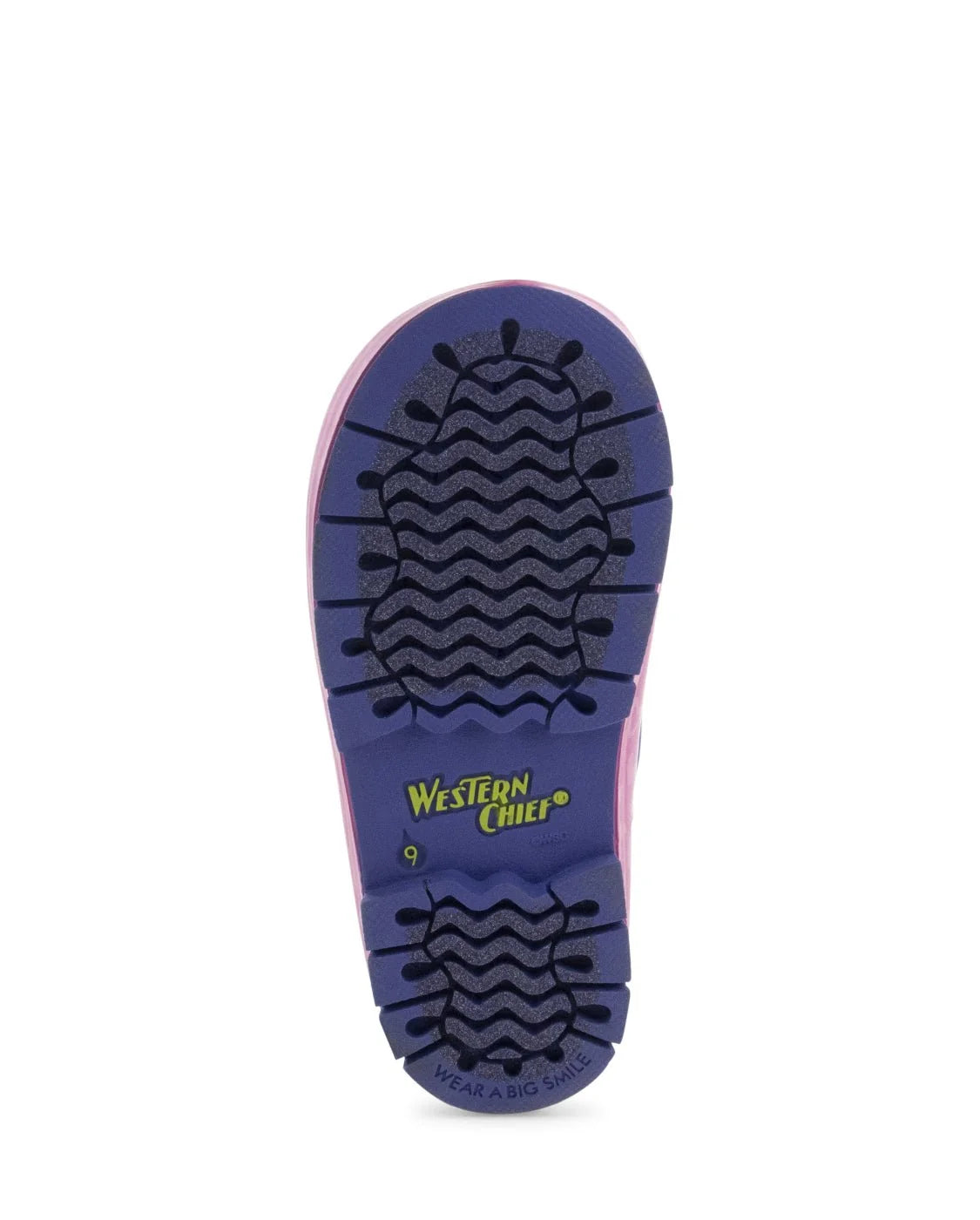 Close-up of a shoe sole with 'Western Chief' branding on a white background
