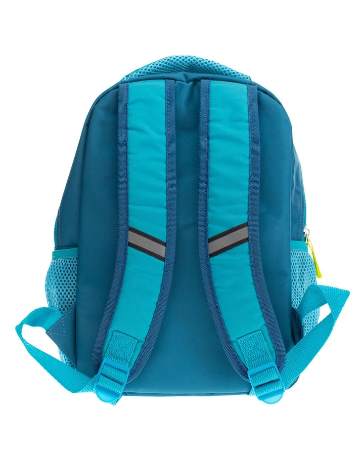 Blue backpack with straps on a white background